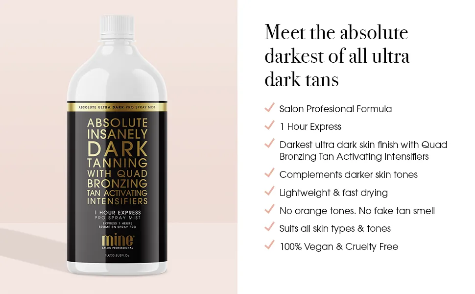 MineTan Spray Tan Solution | Absolute Sunless Tanning Solution - The Absolute Darkest Of All Ultra Dark Tans  Infused with Powerful Antioxidants & Oils  Salon Professional Formula  Vegan     33.8 Fl Oz - norvell venetian norvell self tanner norvell spray tan machine norvell spray tan norvell mousse
