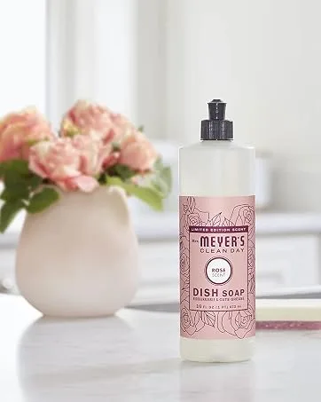 Mrs. Meyer's Body Lotion for Dry Skin  Non-Greasy Moisturizer Made with Essential Oils  Lavender  15.5 oz - Rose Dish Soap