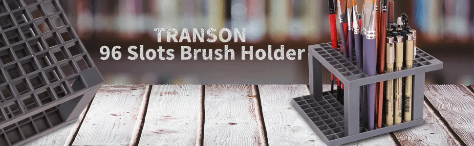 TRANSON Paint Brush Holder Organizer 96 Slots Desk Caddy for Pens  Pencils  Brushes  Markers - product information 26