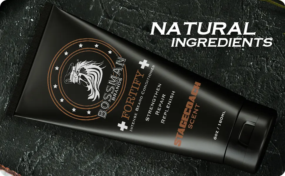 Bossman Fortify Intense Conditioner - Moisturize Replenish and Protect your beard - Thicker Formula - Natural Ingredients - Made in USA (Stagecoach Scent) - Fortify Intense Beard Conditioner