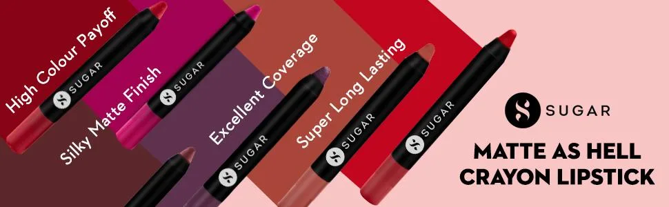 SUGAR Cosmetics Matte As Hell Crayon Lipstick - 16 Claire Underwood (Burnt Orange) with Sharpener Highly Pigmented  Creamy Texture  Long Lasting Matte Finish - product information 1