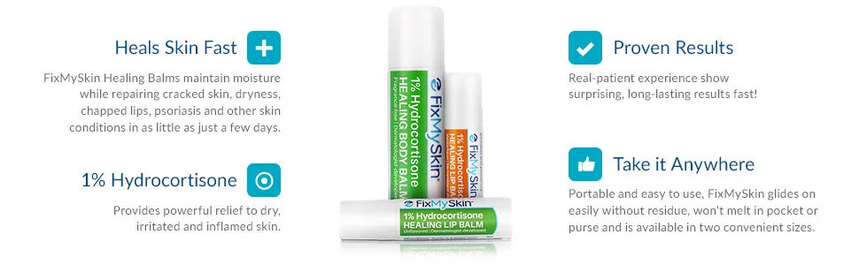 FixMySkin Vanilla Healing Lip Balm - Heals skin fast, Proven results, 1% hydrocortisone, take it anywhere