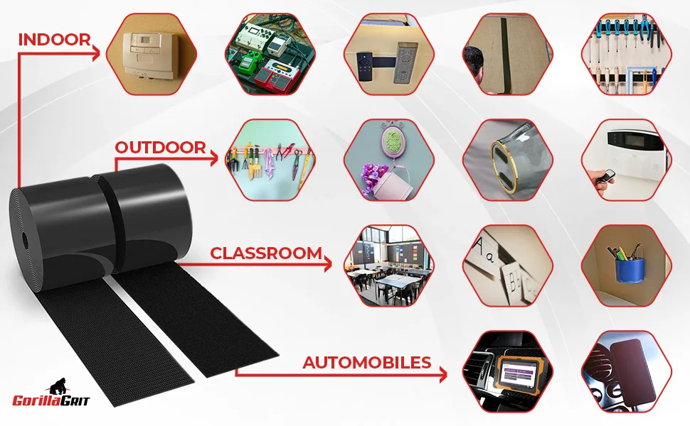 Self-Adhesive Hook and Loop Tape - 15ft x 2 inch Wide - Heavy Duty Sticky Back Tape Fastener Roll - 15ft x 2in - Multiple applications