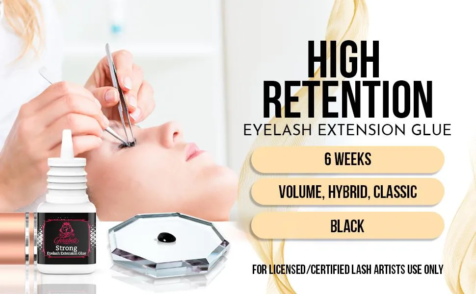 Strong Eyelash Extension Glue - Forabeli 5ml / 2-3 Sec Drying time / 6 Weeks Retention | Black Lash Adhesive for Professionals and Beginners/Semi Permanent Eyelash Extensions Supplies - Forabeli Strong Bond