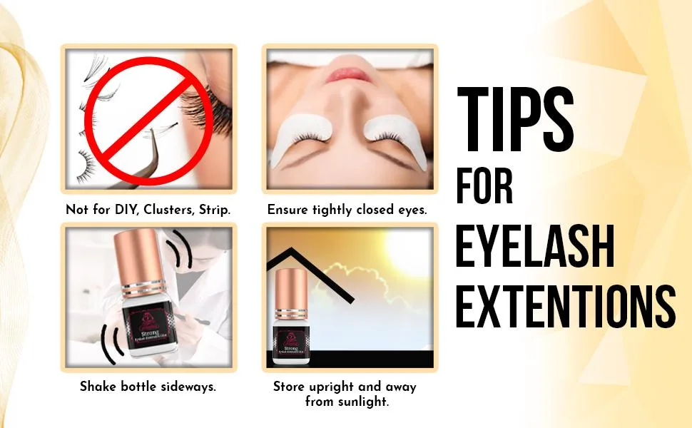 Strong Eyelash Extension Glue - Forabeli 5ml / 2-3 Sec Drying time / 6 Weeks Retention | Black Lash Adhesive for Professionals and Beginners/Semi Permanent Eyelash Extensions Supplies - tips for eyelash extensions
