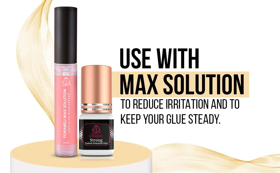 Strong Eyelash Extension Glue - Forabeli 5ml / 2-3 Sec Drying time / 6 Weeks Retention | Black Lash Adhesive for Professionals and Beginners/Semi Permanent Eyelash Extensions Supplies - Use with Max Solution