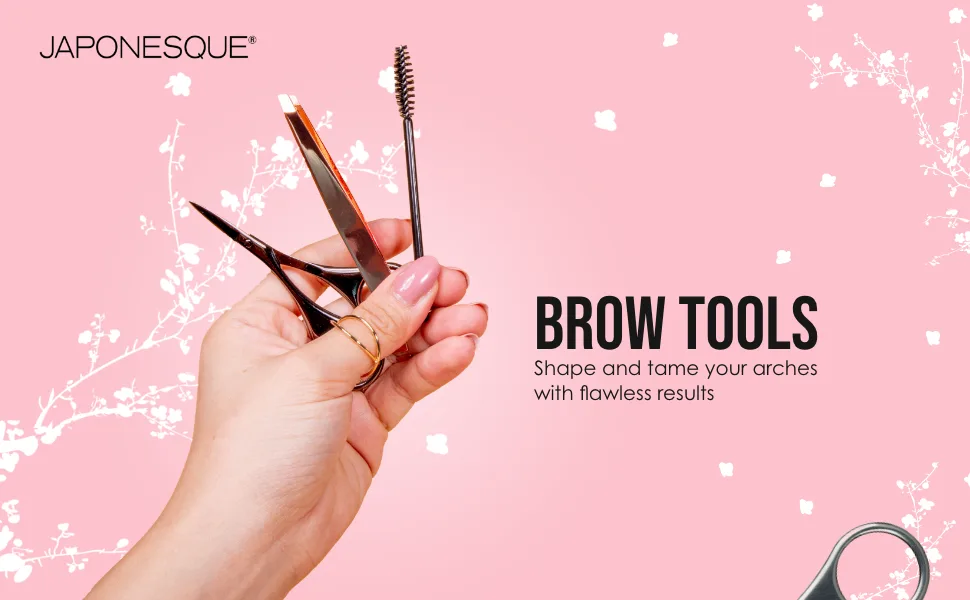 JAPONESQUE Soft Touch Slant Tweezer with Precision Crafted  Hand Sharpened Tips for Shaping and Defining Brows  Includes Protective Storage Pouch - Brow Tools