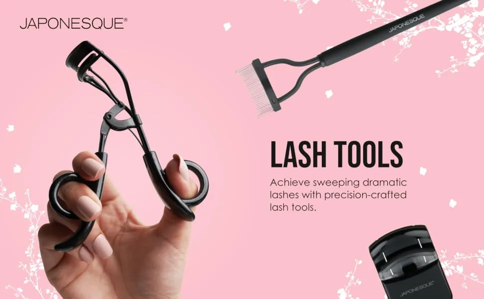 JAPONESQUE Midnight Lash Curler with Natural Arch for Sweeping Volume on Natural or False Lashes  Holds Curl for up to 8 Hours  Includes 1 Refill Pad - Lash Tools