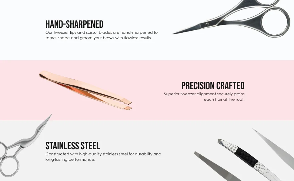 JAPONESQUE Pro Performance Tweezer Slant - Hand-Sharpened Precision Crafted Stainless Steel