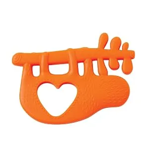 Manhattan Toy Animal Shapes Sloth Silicone Teether  Orange - gift for 1 year old; gift for 0-6 month; gift for 0 year old; gift for newborn;infant gift;gifts