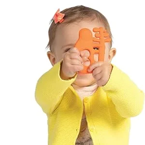 Manhattan Toy Animal Shapes Sloth Silicone Teether  Orange - gift for 2 year old;gift for 3 year old;gift for 4 year old;gift for 5 year old