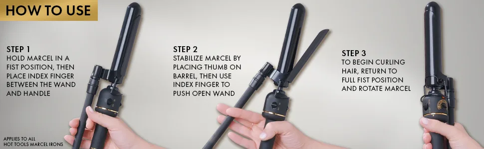 HOT TOOLS Pro Artist Black Gold Marcel Iron | For Extra Smooth Shiny Styles (1-1/4 ) 1-1/4 Inch BARREL - curlingiron; curlingirons; curlingwand; curlingwands; marceliron; marcelirons; blackgold