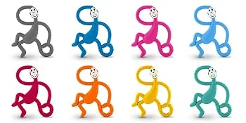 Matchstick Monkey | Dancing Monkey Teether | Light Blue | Teething Toy for Babies | Gently Massages Infants Gums | Varied Textures to Sooth Baby Teething Pains | Dishwasher and Fridge Suitable - dancing monkey color options