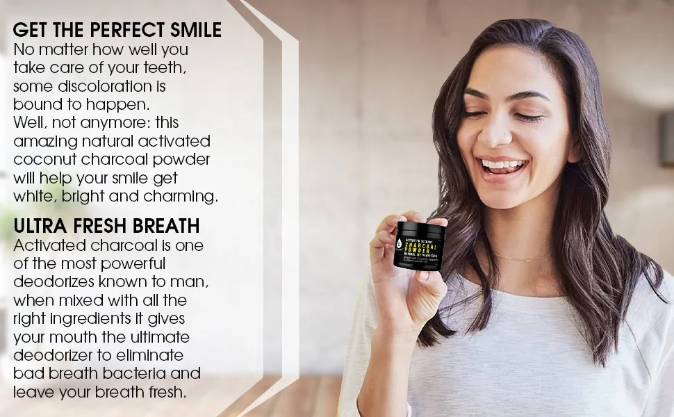 Pursonic Teeth Whitening Charcoal Powder Natural  Infused With Grapefruit Peppermint & Lemon Essential Oils  2oz - cptw1