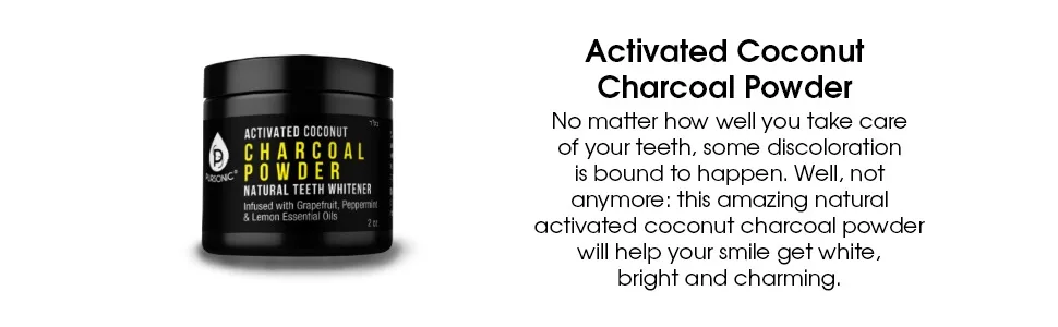 Pursonic Teeth Whitening Charcoal Powder Natural  Infused With Grapefruit Peppermint & Lemon Essential Oils  2oz - cptw2
