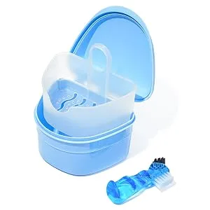Y-Kelin Denture Bath Box And Denture Brush Denture&Retainer Set Cleaner (pink) - denture box