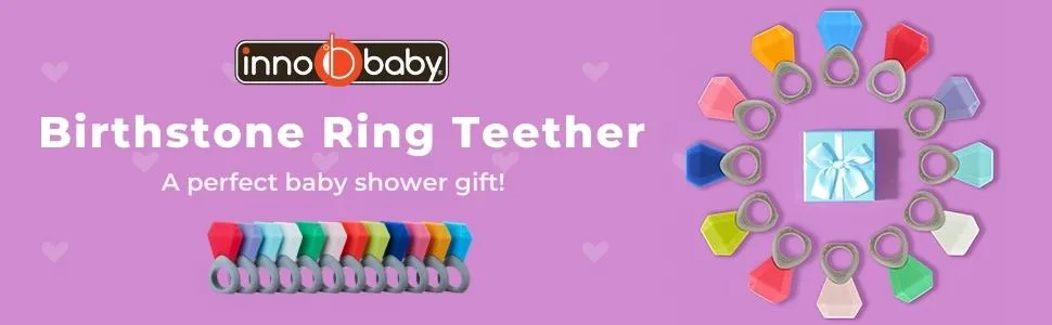 Innobaby TEETHIN' Smart Birthstone Ring TEETHER - August (Peridot) - Innobaby, Teethers, Ring Teether, Birthstone Teether, Infant Teether, Baby Teether, Newborn teether