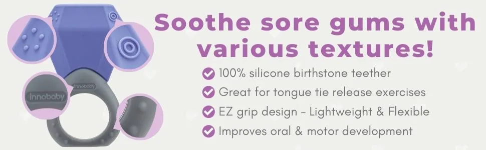 INNOBABY TEETHIN' Smart Birthstone Ring TEETHER - October (Tourmaline) - Innobaby, Teethers, Ring Teether, Birthstone Teether, Infant Teether, Baby Teether, Newborn teether