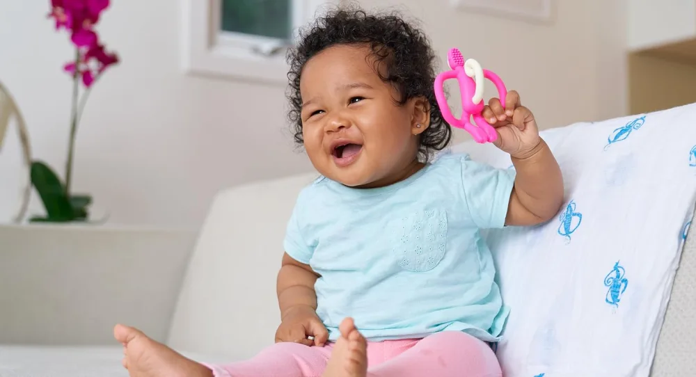 Matchstick Monkey  Original Teether & Gel Applicator  Silicone  Easy to Grip  BPA Free  3 Months Old+  10.5 cm  Light Blue Monkey Original Monkey Teether Light Blue - matchstick monkey baby teethers are made with food grade silicone