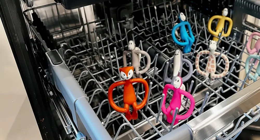 Matchstick Monkey  Original Teether & Gel Applicator  Silicone  Easy to Grip  BPA Free  3 Months Old+  10.5 cm  Light Blue Monkey Original Monkey Teether Light Blue - Matchstick Monkey baby teething toys are dishwasher safe