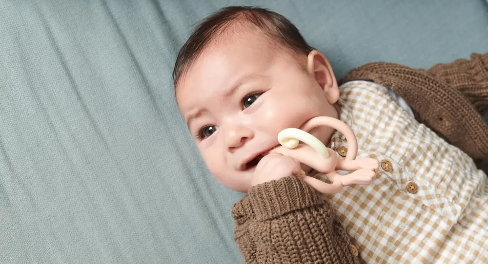 Matchstick Monkey  Original Teether & Gel Applicator  Silicone  Easy to Grip  BPA Free  3 Months Old+  10.5 cm  Light Blue Monkey Original Monkey Teether Light Blue - Matchstick Monkey Baby Teething Toys