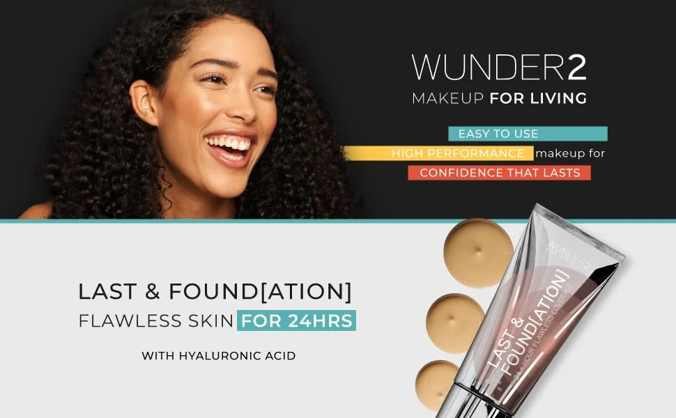 Wunder2 last foundation Makeup 24+ Hour Liquid Full Coverage Waterproof with Hyaluronic Acid  Caramel Color - wunder2 wunderbrow tinted moisturizer foundation makeup women liquid matte best coverage natural