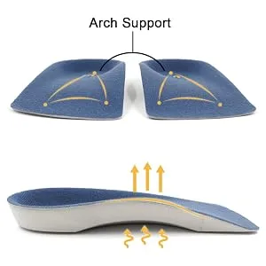 SQHT 3/4 Orthotics Shoe Insoles - Arch Support Insert Correct Over-Pronation  Fallen Arches  Flat Feet Metatarsal Support (L - W11-12.5 | M9.5-11) - 3/4 Orthotics Shoe Insoles