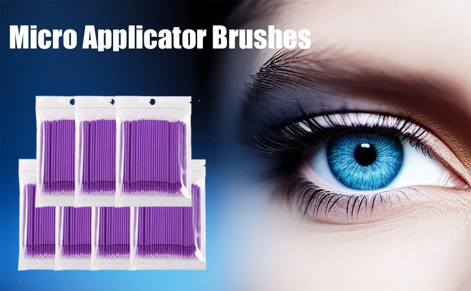 700PCS Disposable Micro Applicators Brush for Eyelash and Make up Brushes and Personal Care Microswabs Purple (Head Diameter: 2.0mm) - Micro applicator brushes