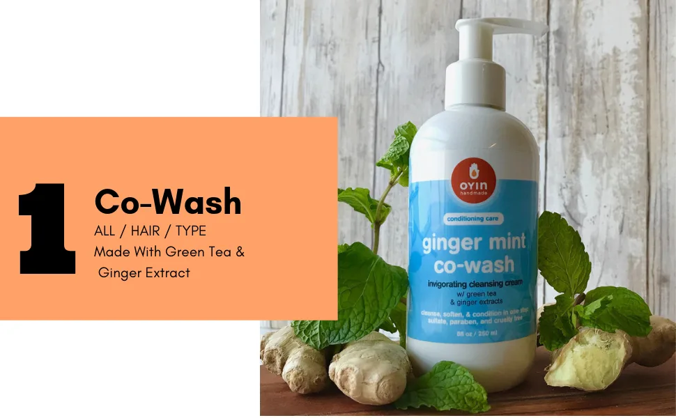 Oyin Handmade Ginger Mint Co-Wash with Invigorating Cleansing Cream with Green Tea & Ginger Extracts |8 oz - co-wash