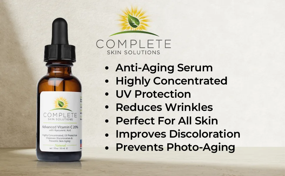 Advanced Vitamin C 20% Serum With Ferulic  Hyaluronic Acid 1 oz - Advanced Vitamin C Serum 20%