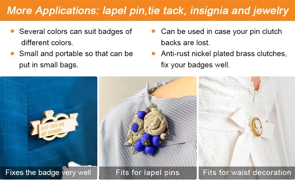 Brass Butterfly Clutch Badge Insignia Clutches Pin Backs Replacement (Gold  Silver  50 Pieces) - product information 2