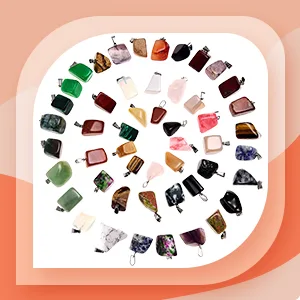 Hicarer 50 Pieces Mixed Stone Beads Crystal Stone Pendants Quartz Charms with Storage Bag for Jewelry Making Irregular Style - product information 2