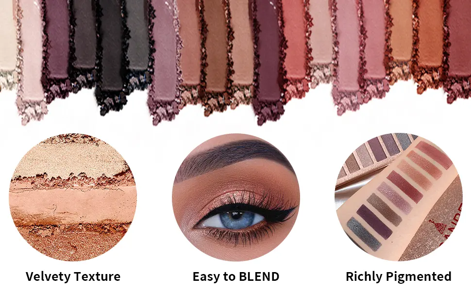 UCANBE Professional 18 Colors Eyeshadow Makeup Palette  High Pigmented 10 Matte + 7 Shimmer + 1 Metallic Glitter  Velvety Creamy Blendable Long Lasting Eye Shadow Pallets Makeup Set Kit 2 - makeup pallet