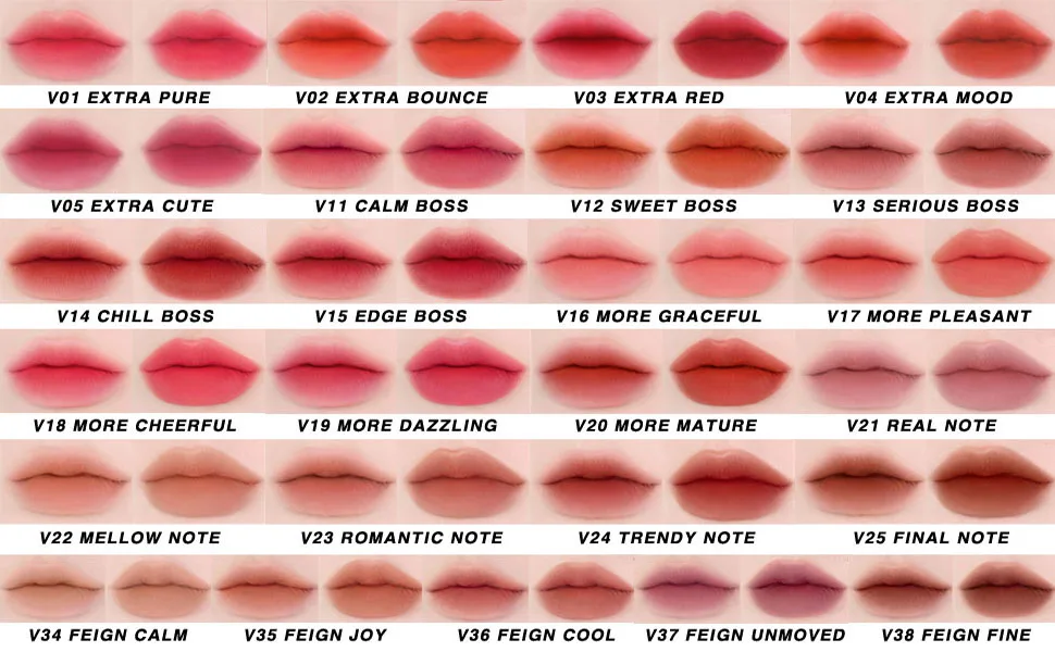BBIA Last Velvet Lip Tint Note Series  Reddish Brown (24 Trendy Note) 0.18 Ounce - BBIA Lip Chart