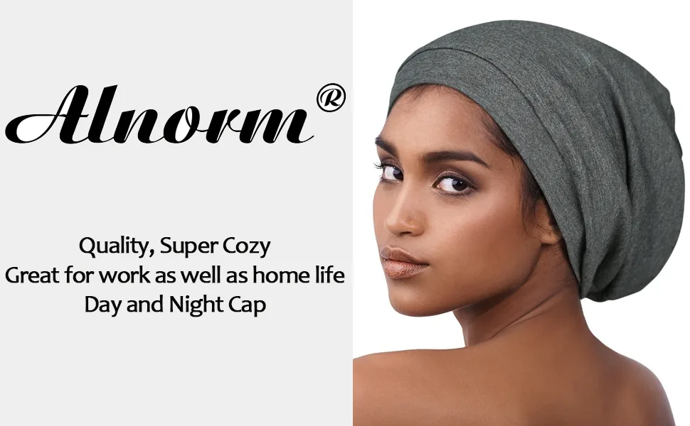 Alnorm Trendy Oversized Stretchy Slouchy Beanie Hat Soft Warm Cap Purple - Alnorm satin lined cap hat bonnet curly hair natural hair