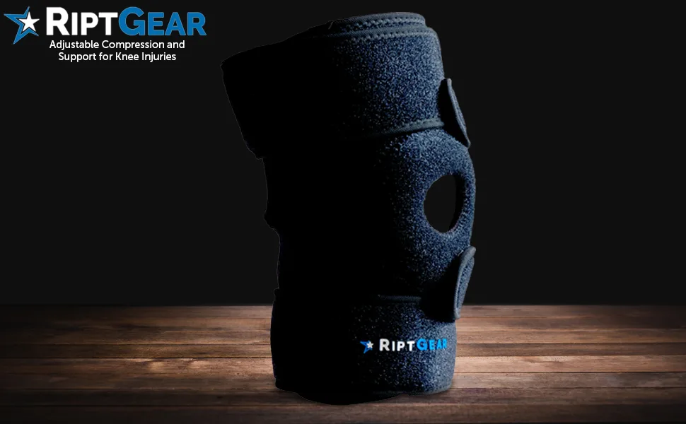 RiptGear Open Patella Knee Brace with Adjustable Side Straps - Designed to Reduce Pressure on Knee Cap Medium Left - bone specialties obese artrosis fitness flow golf pain plus size men meniscus patella stabilizer