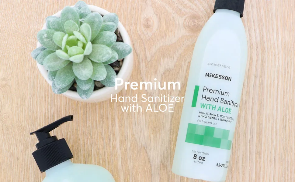 McKesson Premium Hand Sanitizer with Aloe  18 oz Spring Water Scented Antiseptic solution - Formulized with Ethanol  Aloe  and Vitamin E to kill Kill 99% of Bacteria - product information 2