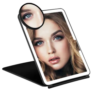KEDSUM Rechargeable Lighted Makeup Mirror with Cover  LED Travel Mirror with Lights  Compact Vanity Mirror with Touch Screen Dimming  with a magnification pocket Spot mirror Regular Mirror-black - product information 23