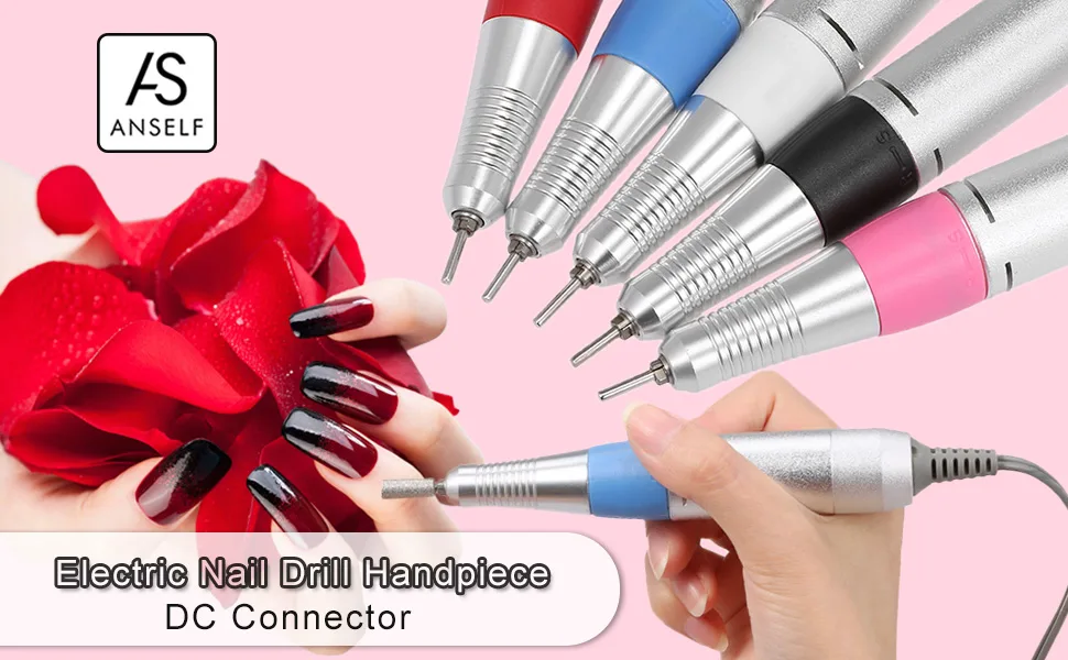 30000RPM Electric Nail Drill Pen Nail Drill Handle Handpiece DC Connector for Manicure Pedicure Machine Accessory Tool White - Anself