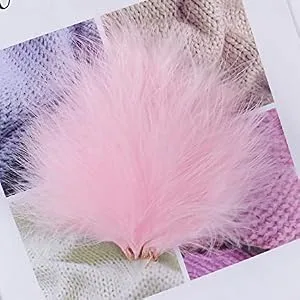 100pcs Black Fluffy Turkey Marabou Feathers 4-6 Inches for Crafts Dream Catcher Fringe Trim Colored Feathers Fly Tying Material - pink