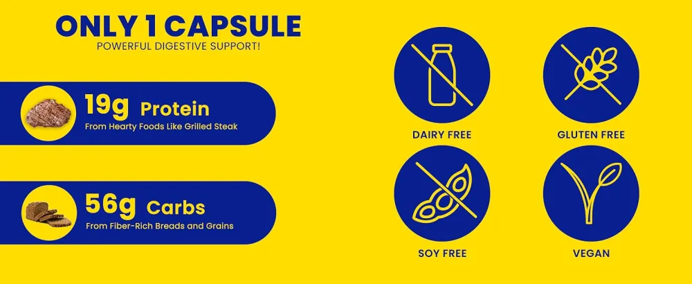 Enzymedica GlutenEase Extra Strength breaks down gluten-heavy foods Vegan Soy-Free - 60 Capsules - aplus content image