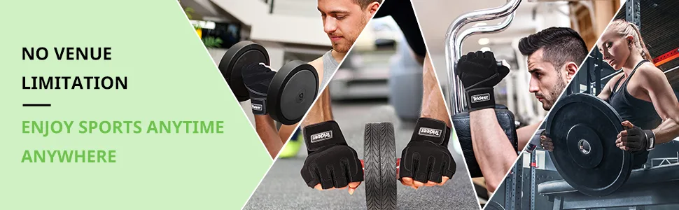 Trideer Workout Gloves Weight Lifting Gloves with Wrist Wrap Support Full Palm Protection & Extra Grips for Weightlifting - Black-Wrist - medium - weight lifting gloves