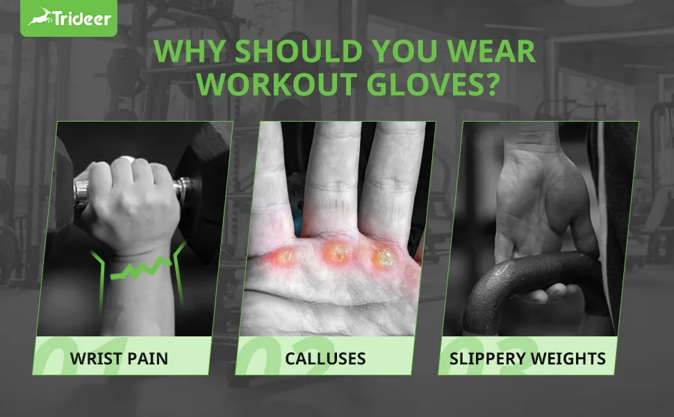 Trideer Workout Gloves Weight Lifting Gloves with Wrist Wrap Support Full Palm Protection & Extra Grips for Weightlifting - Black-Wrist - medium - workout gloves