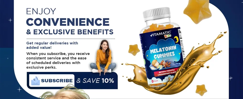 Vitamatic Sugar-Free Kids 1mg Melatonin Gummies - Pineapple & passionfruit Flavored - 90 Gummies - product information 5