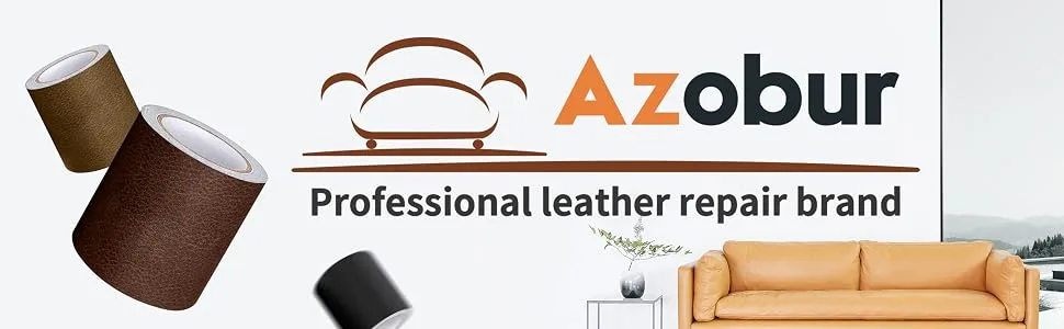 Azobur Leather Repair Tape Patch Leather Adhesive for Sofas  Car Seats  Handbags  Jackets First Aid Patch 2.4 X15' (Black) Black 2.4''x15' - product information 1