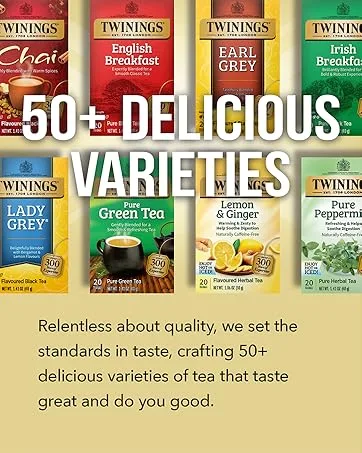 Twinings Lemon & Ginger Herbal Tea Individually Wrapped Bags - Naturally Caffeine-Free - 100 Teabags - Twinings