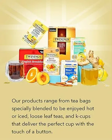 Twinings Lemon & Ginger Herbal Tea Individually Wrapped Bags - Naturally Caffeine-Free - 100 Teabags - Twinings