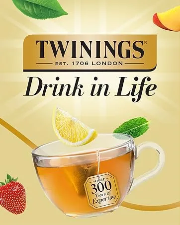 Twinings Lemon & Ginger Herbal Tea Individually Wrapped Bags - Naturally Caffeine-Free - 100 Teabags - Twinings
