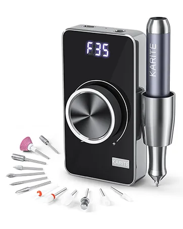 Karite Professional Cordless Electric Nail Drill 35000 RPM Polisher for File - black - nail drill 2