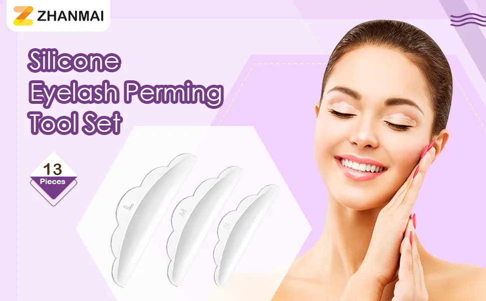 Silicone Eyelash Perming Tool Set  include 6 Pairs Eyelash Perming Curler Silicone Pad and Lash Y Brush  13 Pieces Totally - product information 1